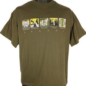 Canada T Shirt Vintage 90s Nature Tee Mountains Animals Made In Canada Mens